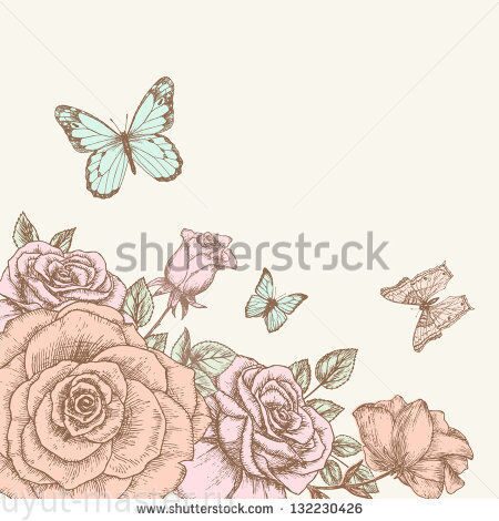 stock-vector-vintage-flower-background-beautiful-invitation-card-with-rose-and-butterfly-132230426